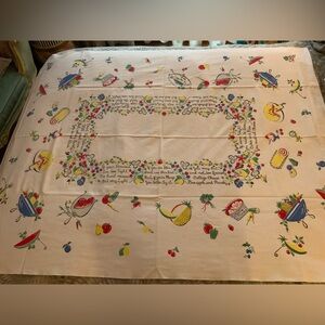 Vintage Dieting Fruit and Floral Tablecloth